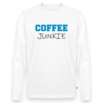 Coffee Junkie Coffee Addictive Funny Office Saying - Men's Premium Organic Long Sleeve Shirt - white - Front - Nico (187cm)