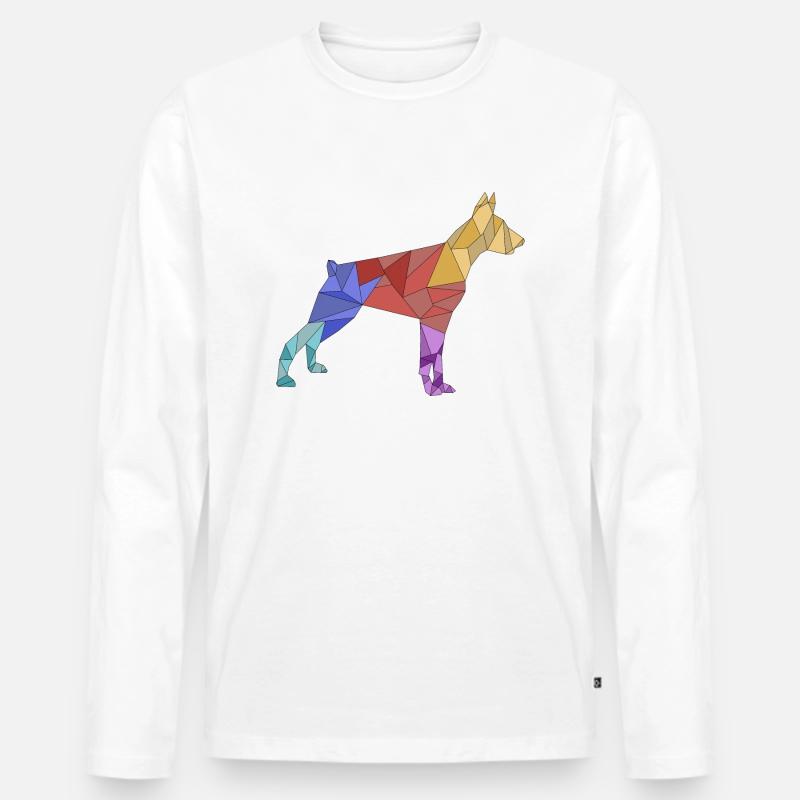 geometrisch bunt DOBERMAN - Männer Premium Bio Langarmshirt - Weiß