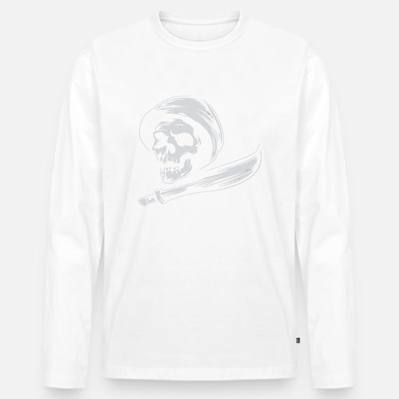 SKULL REAPER - Männer Premium Bio Langarmshirt - Weiß