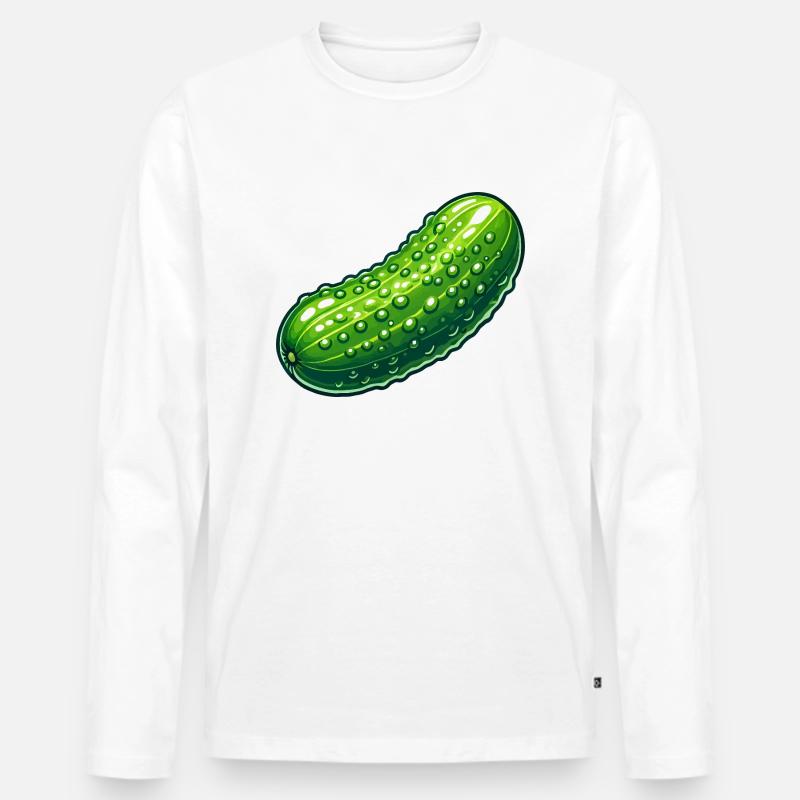 Gebogene Gurke - Männer Premium Bio Langarmshirt - Weiß