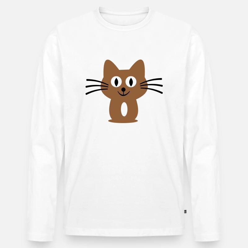 Katze - Männer Premium Bio Langarmshirt - Weiß