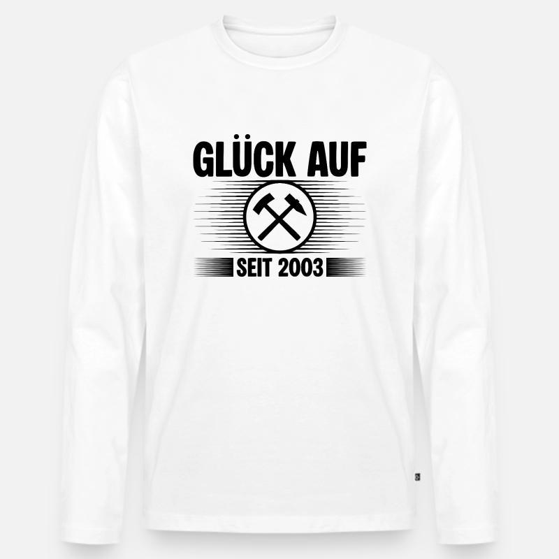 Glueck auf seit 2003 - Männer Premium Bio Langarmshirt - Weiß