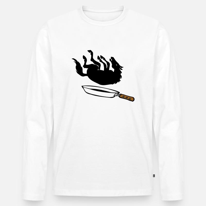 Pferd in der Pfanne - Männer Premium Bio Langarmshirt - Weiß