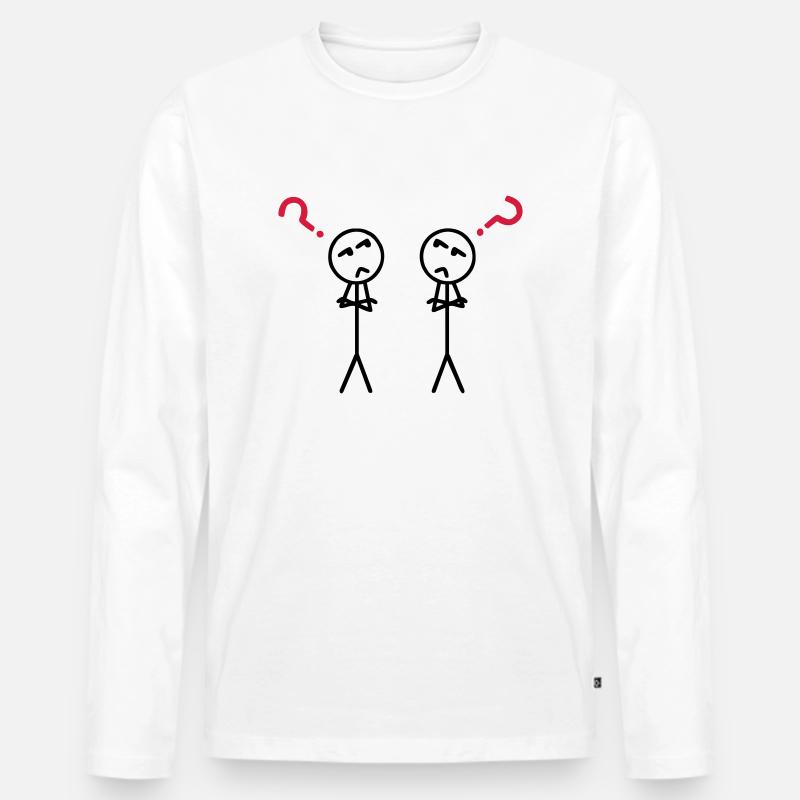 Questionmarks - Männer Premium Bio Langarmshirt - Weiß