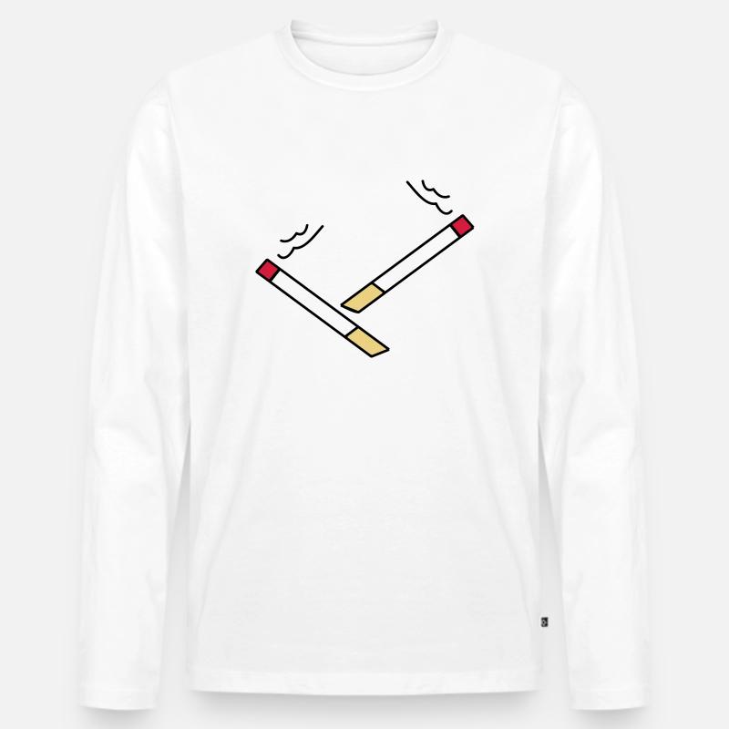 zigarette5 - Männer Premium Bio Langarmshirt - Weiß