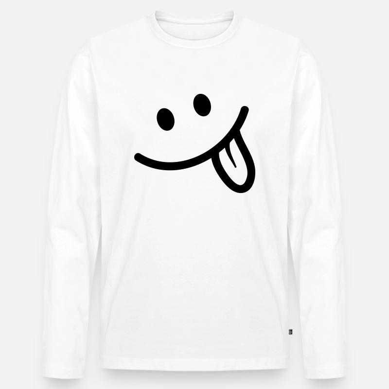 Smile - Männer Premium Bio Langarmshirt - Weiß