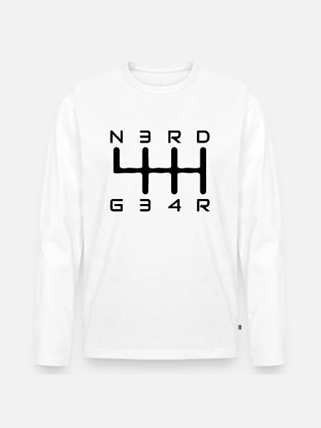 N3RD G34R Logo - Männer Premium Bio Langarmshirt - Weiß