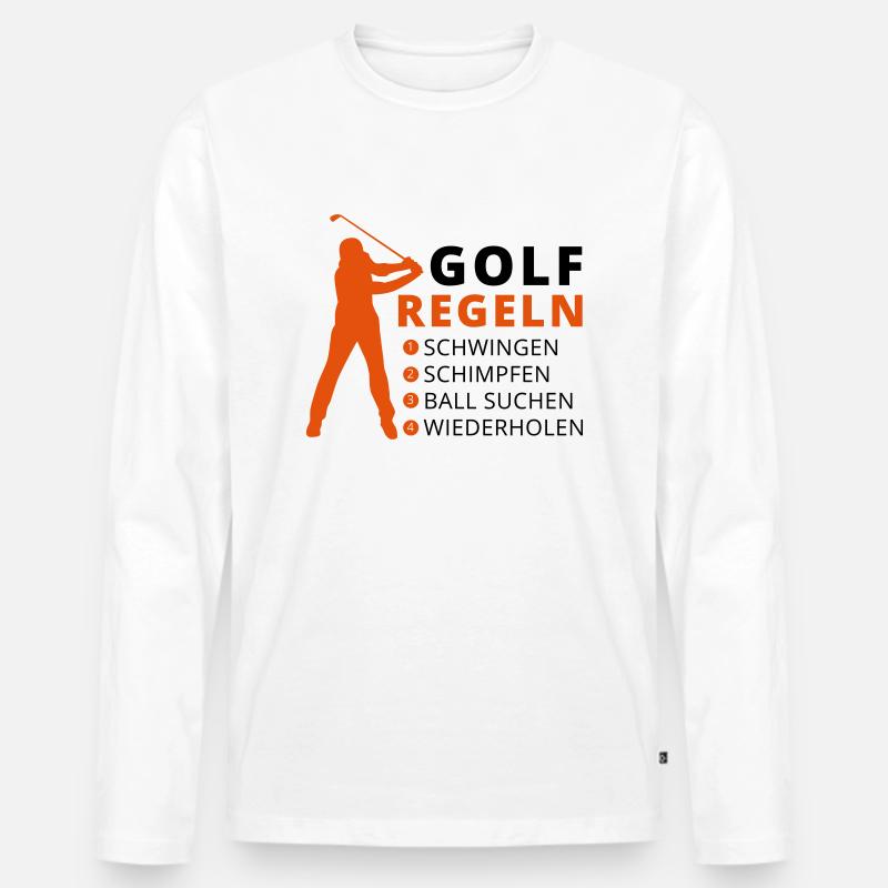 GOLFREGELN - Männer Premium Bio Langarmshirt - Weiß