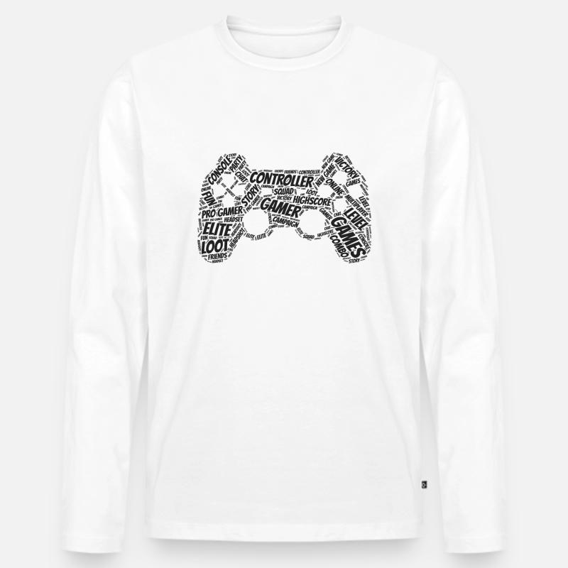 game controller wordart - Männer Premium Bio Langarmshirt - Weiß
