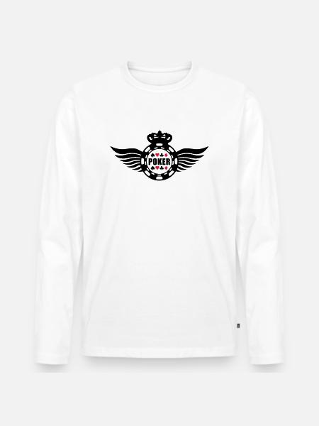 poker_king_wings_f2 - Men's Premium Organic Long Sleeve Shirt - white