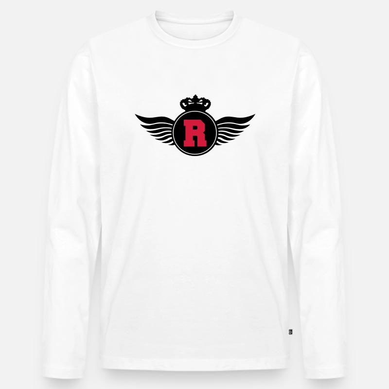 r_letter_shield_c2 - Männer Premium Bio Langarmshirt - Weiß