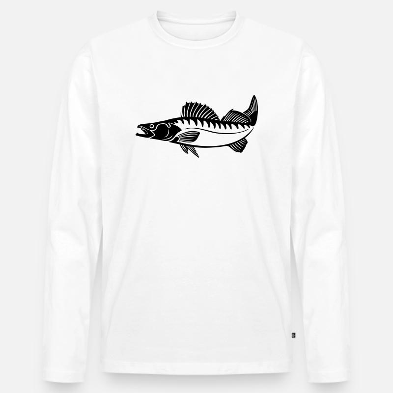 Zander (Pikeperch) - Männer Premium Bio Langarmshirt - Weiß