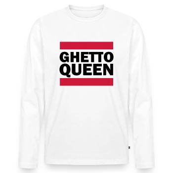 Ghetto Queen - T-shirt manches longues Premium bio Homme - blanc - Devant - Nico (187cm)