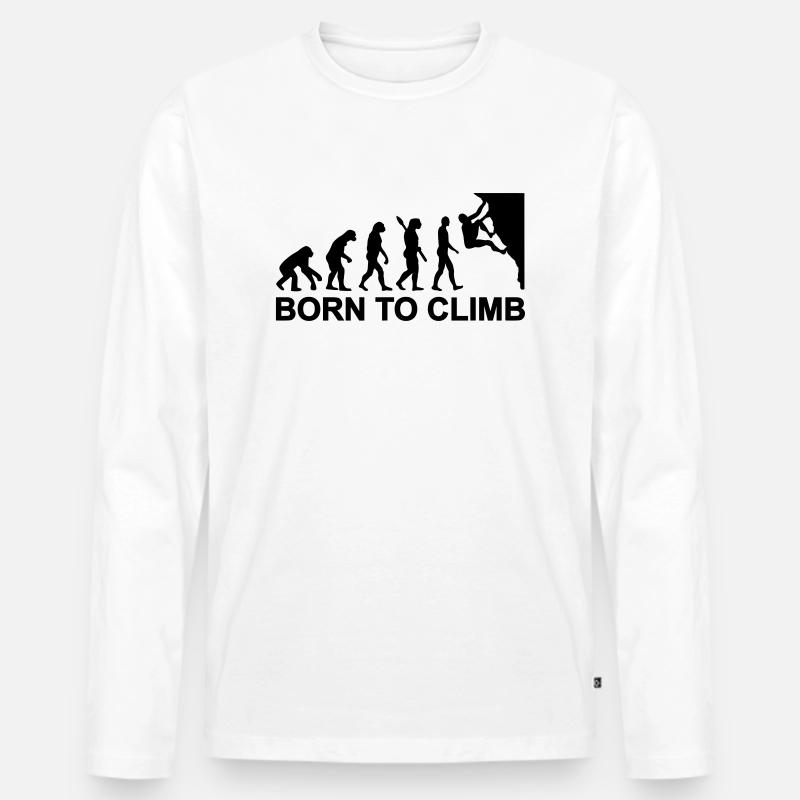 Evolution Klettern - Männer Premium Bio Langarmshirt - Weiß