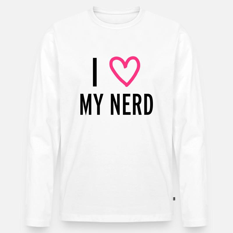 Nerd - Männer Premium Bio Langarmshirt - Weiß