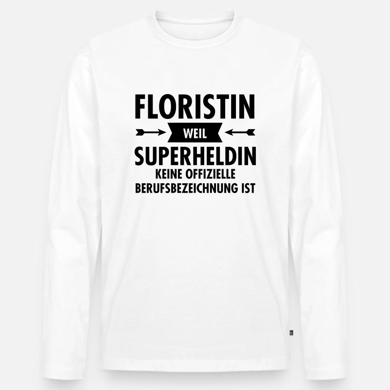 Floristin - Superheldin - Männer Premium Bio Langarmshirt - Weiß