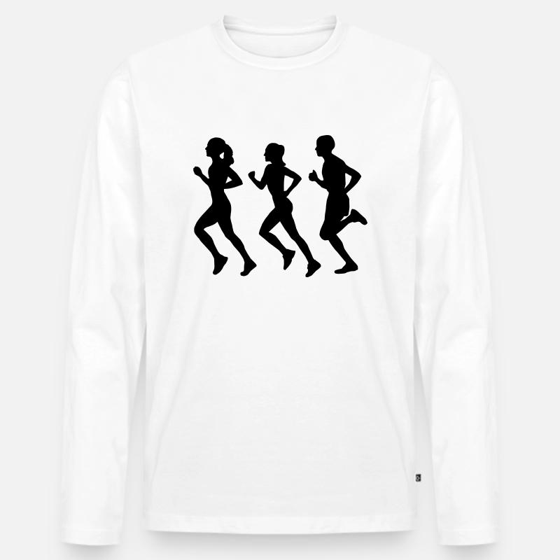 Running Group (Silhouette) - Männer Premium Bio Langarmshirt - Weiß