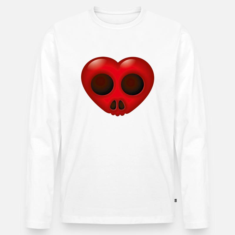 Smiley Heart Skill - Männer Premium Bio Langarmshirt - Weiß