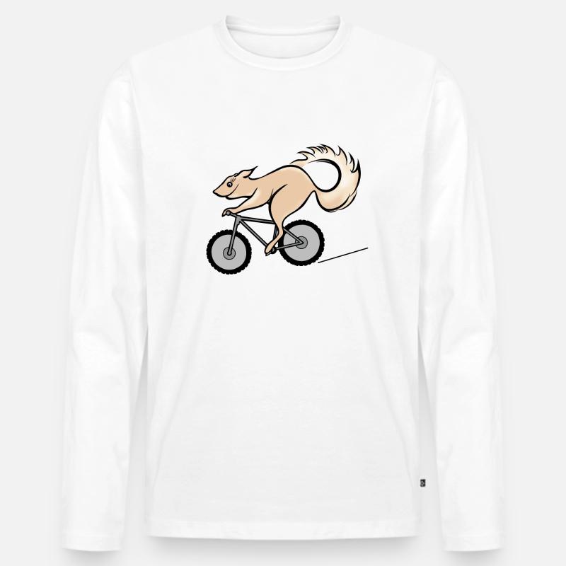 Fahrrad und Eichhörnchen - Männer Premium Bio Langarmshirt - Weiß