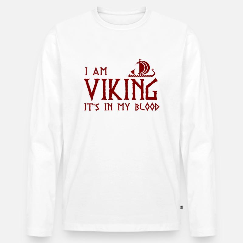Ich bin Wikinger - Männer Premium Bio Langarmshirt - Weiß