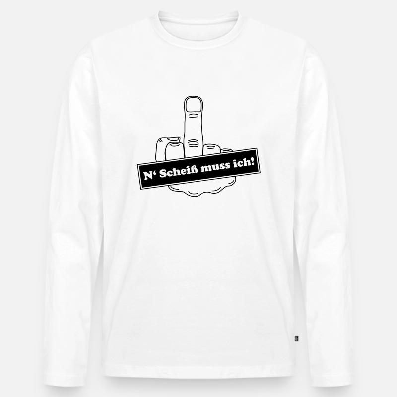 N Scheiss muss ich - Männer Premium Bio Langarmshirt - Weiß
