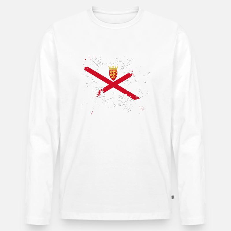Jersey Flagge als Farbklecks - Männer Premium Bio Langarmshirt - Weiß