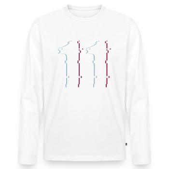 11 Eleven Eleven Number Effect Distorted Number - Men's Premium Organic Long Sleeve Shirt - white - Front - Nico (187cm)