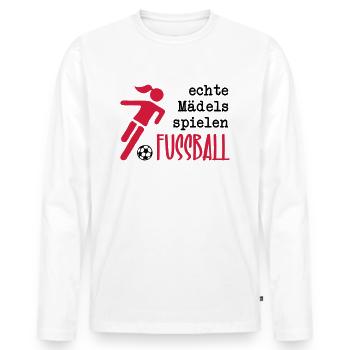 Echte Mädels spielen Fußball - Männer Premium Bio Langarmshirt - Weiß - Vorne - Nico (187cm)