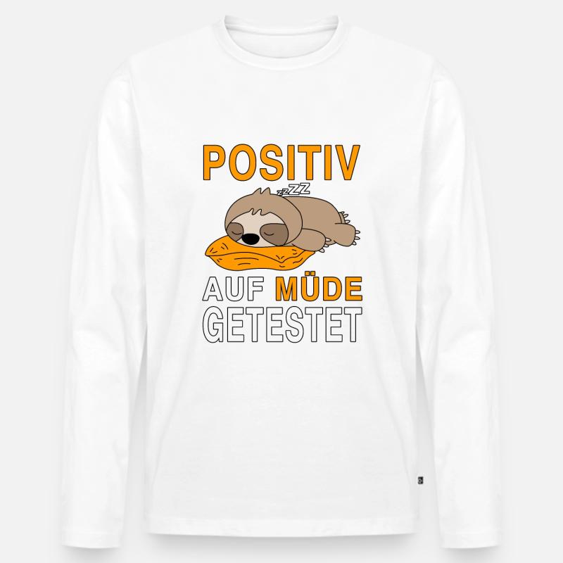 Positiv Auf Müde Getestet - Männer Premium Bio Langarmshirt - Weiß