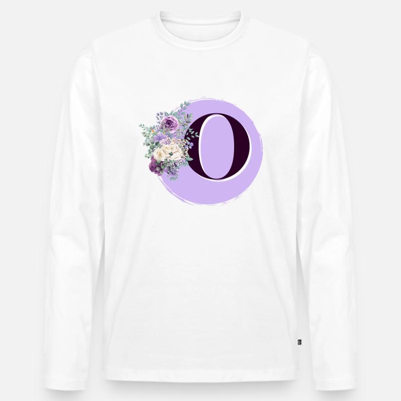 Buchstabe O Blumenkrone - Männer Premium Bio Langarmshirt - Weiß