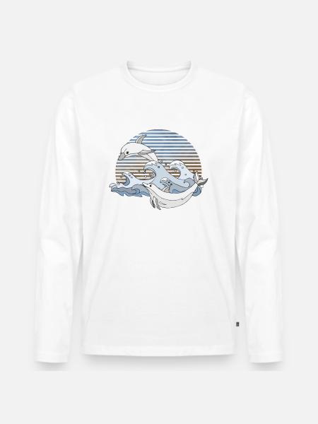 Dauphins - T-shirt manches longues Premium bio Homme - blanc