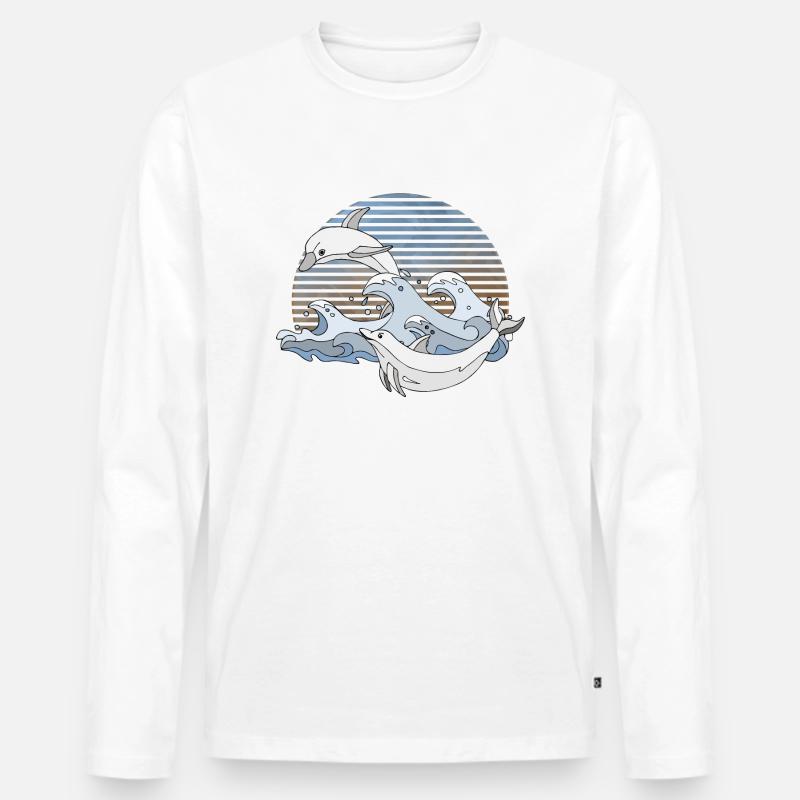 Delphine - Männer Premium Bio Langarmshirt - Weiß