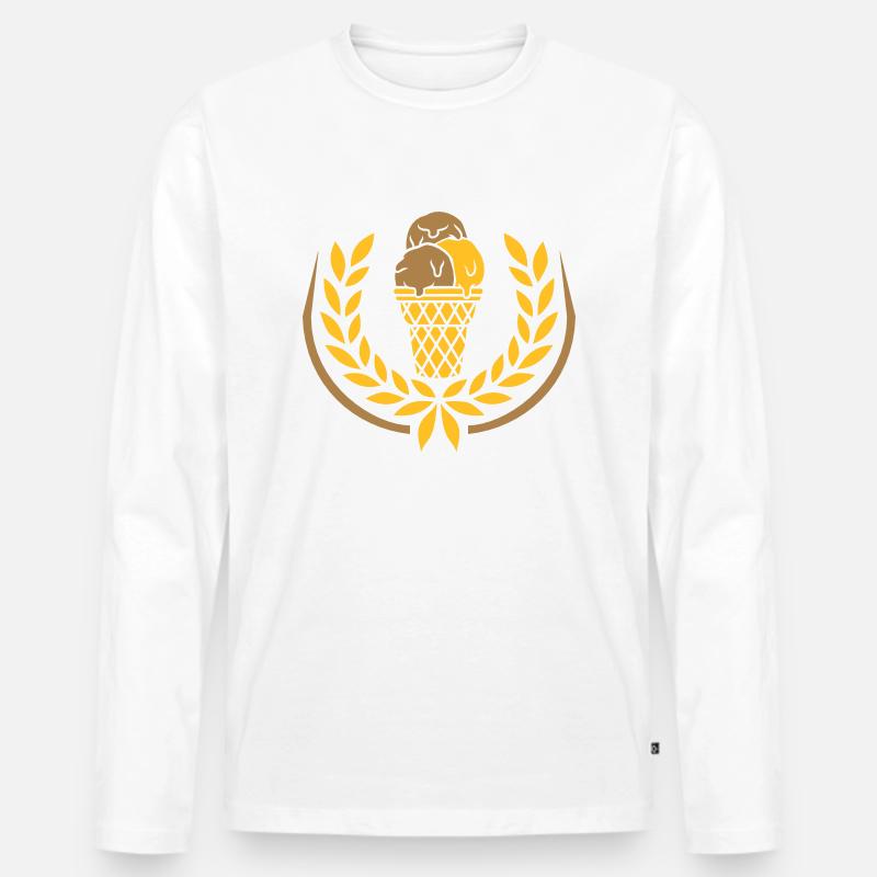Lorbeerkranz Eis Waffel Schokolade - Männer Premium Bio Langarmshirt - Weiß