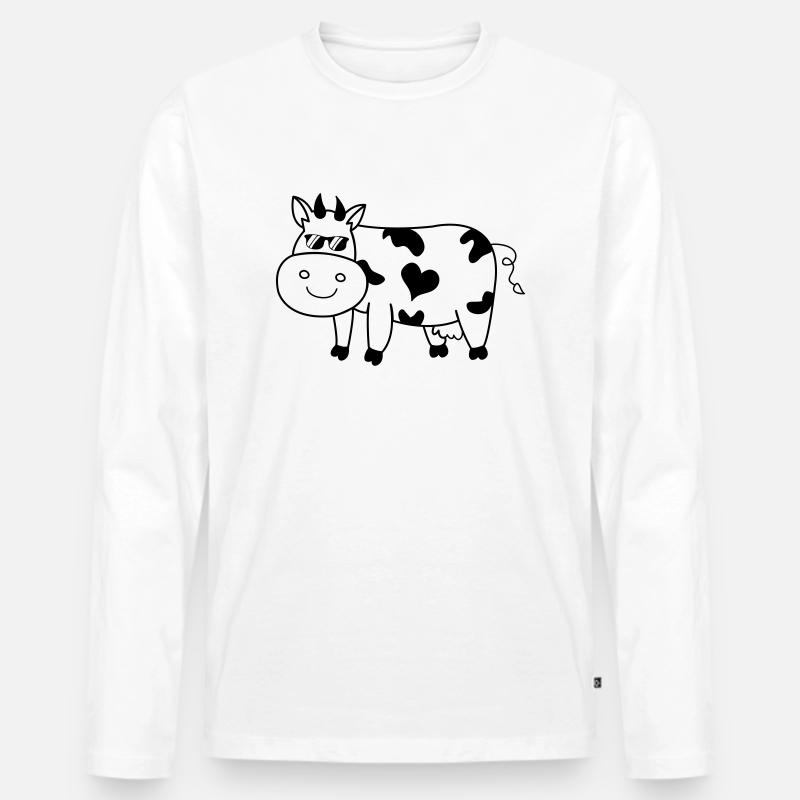 Cool Cow - Männer Premium Bio Langarmshirt - Weiß