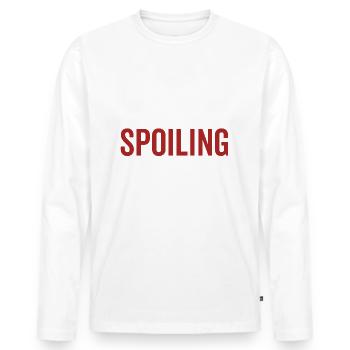 Roger ist mein Name Spoiling ist mein Spiel - Männer Premium Bio Langarmshirt - Weiß - Vorne - Nico (187cm)