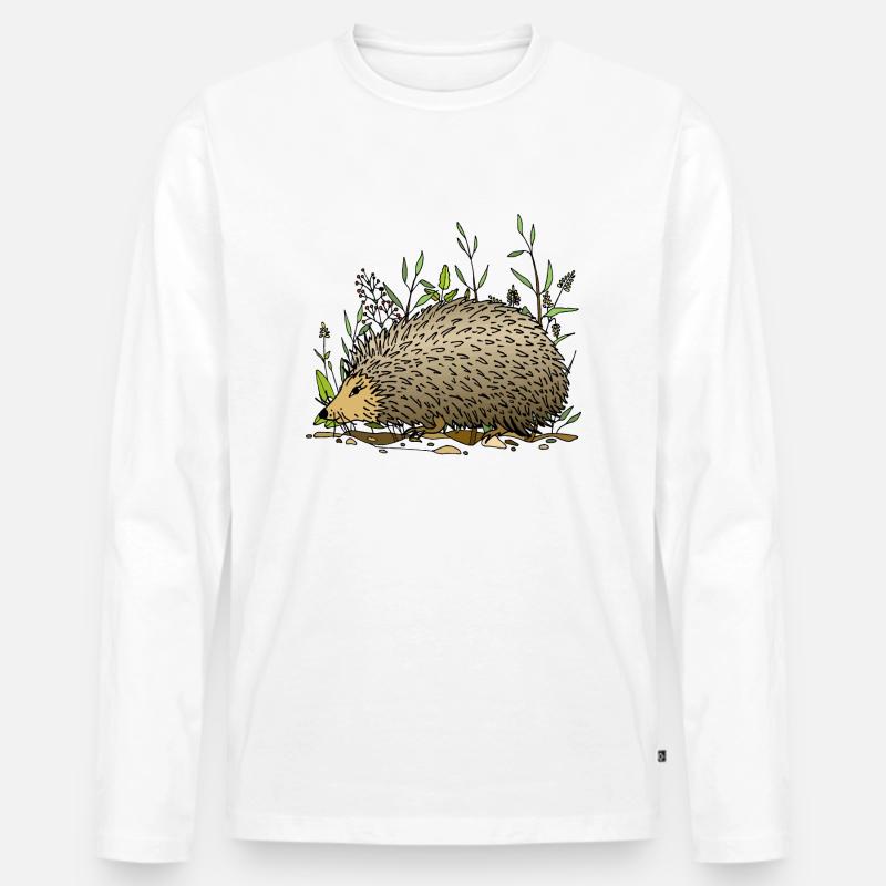 Igel - Männer Premium Bio Langarmshirt - Weiß