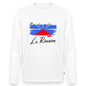 La Réunion Belle île Beau Drapeau Réunionnais - T-shirt manches longues Premium bio Homme - blanc - Devant - Nico (187cm)