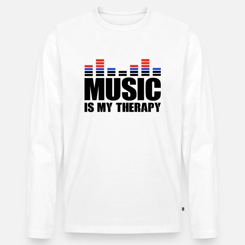music is my therapy - Männer Premium Bio Langarmshirt - Weiß