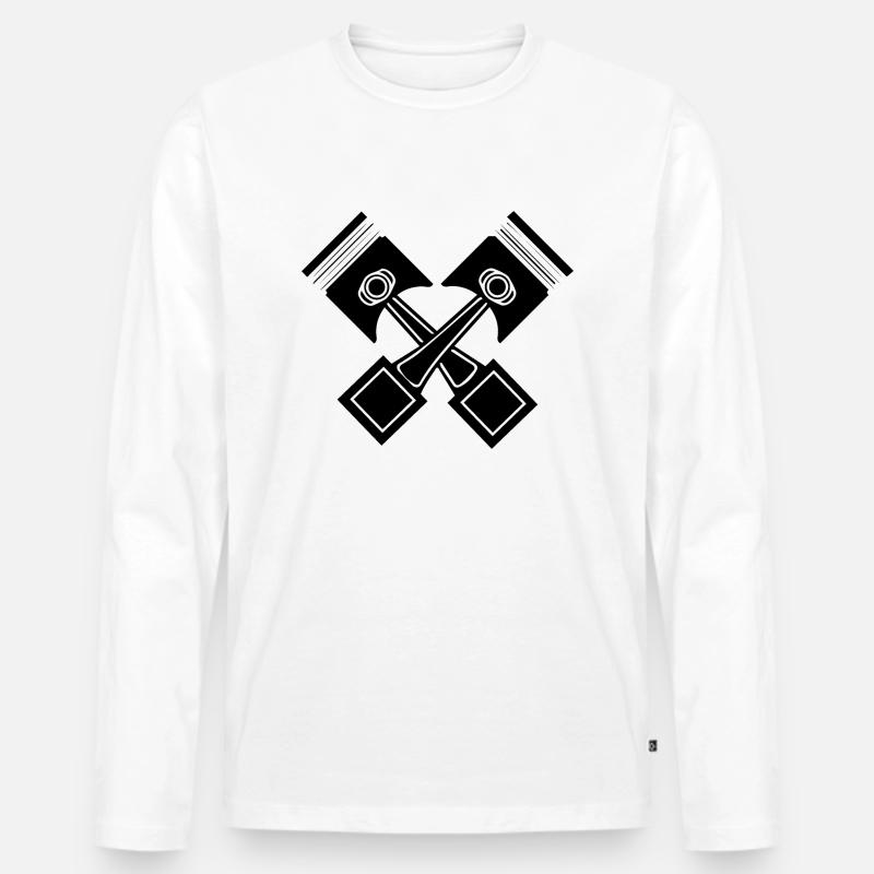 kolben Design / MOtor Design - Männer Premium Bio Langarmshirt - Weiß
