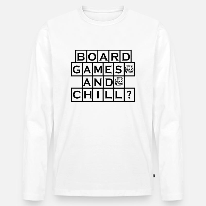 boardgame chess backgammon game night - Männer Premium Bio Langarmshirt - Weiß