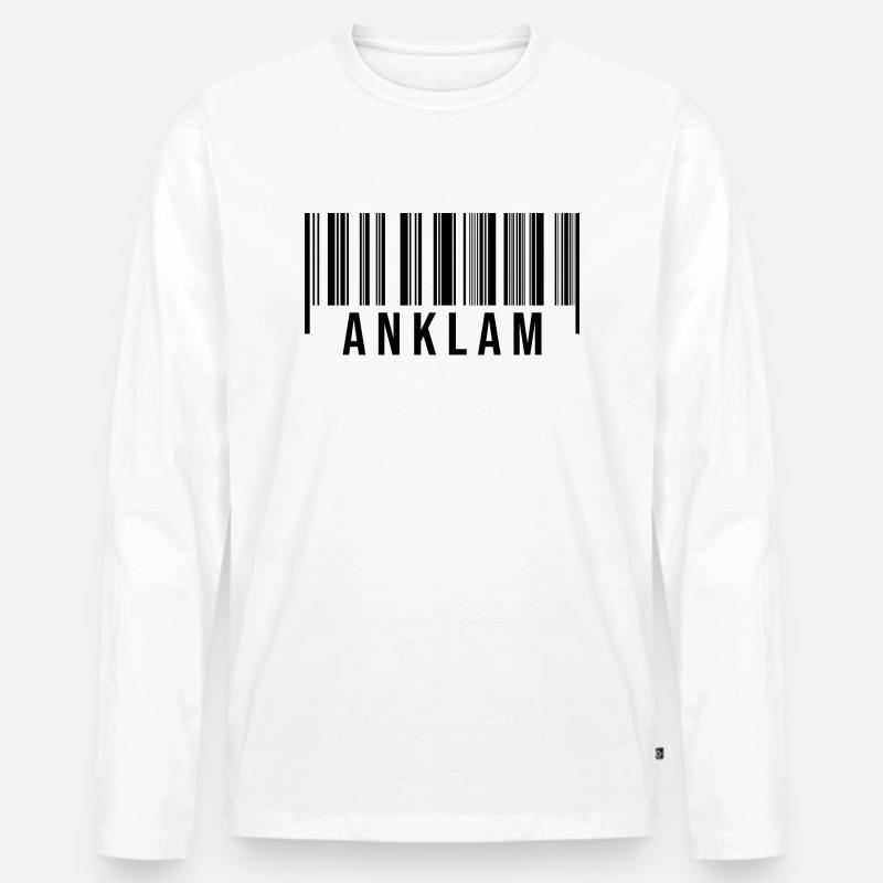 Anklam Strichcode - Männer Premium Bio Langarmshirt - Weiß