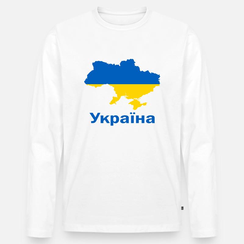 Ukraine - Männer Premium Bio Langarmshirt - Weiß