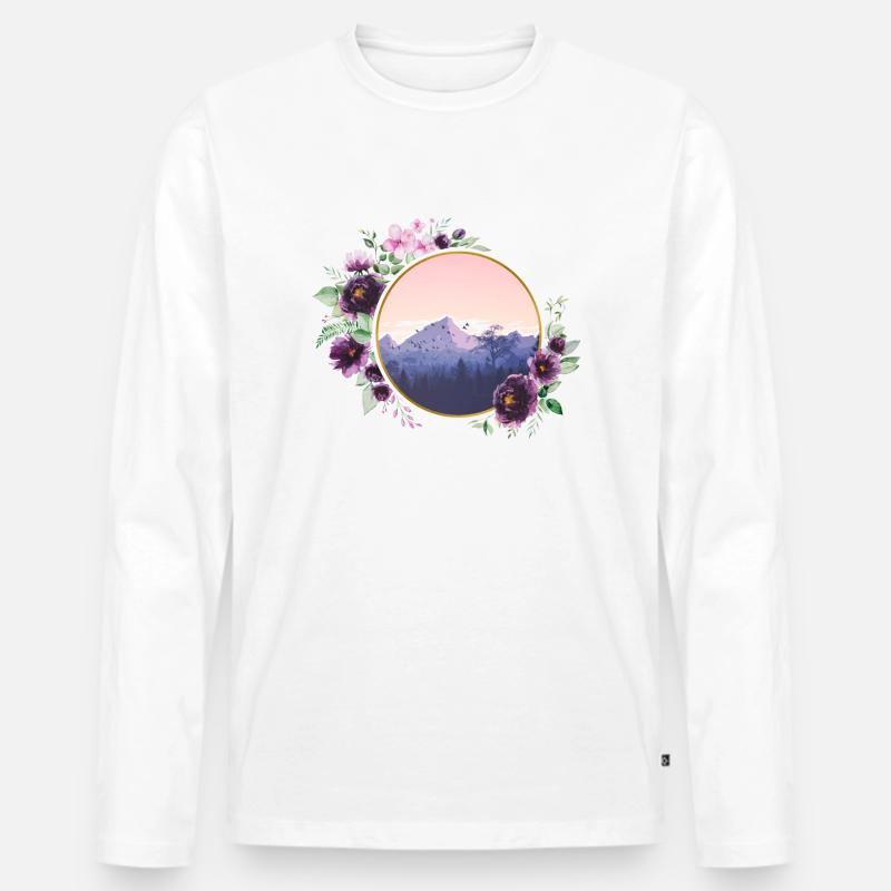 Verschwenderischer Berg - Männer Premium Bio Langarmshirt - Weiß