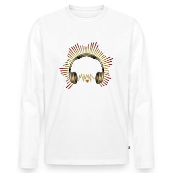 Écouteur - T-shirt manches longues Premium bio Homme - blanc - Devant - Nico (187cm)