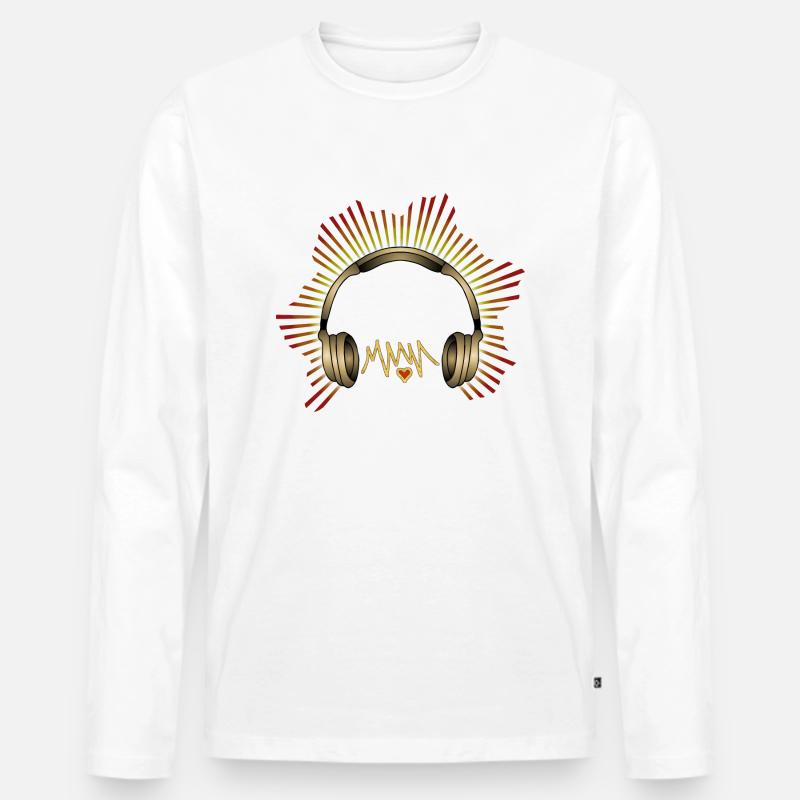 Kopfhörer - Männer Premium Bio Langarmshirt - Weiß