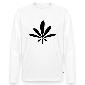 Feuille de chanvre arrondie - T-shirt manches longues Premium bio Homme - blanc - Devant - Nico (187cm)