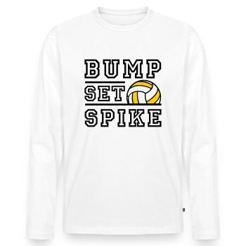 Bump Set Spike - Farbwechsel möglich - Männer Premium Bio Langarmshirt - Weiß - Vorne - Nico (187cm)