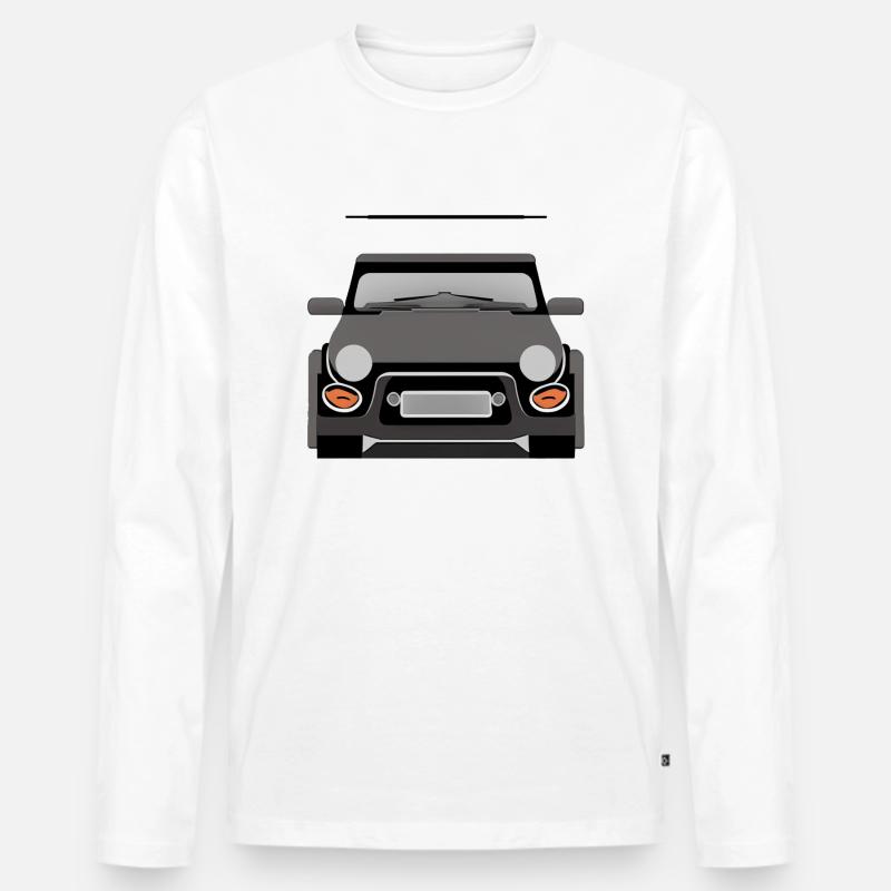 Minimalistisches Auto frontal - Männer Premium Bio Langarmshirt - Weiß