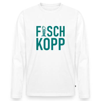 Fischkopp Fisch Fischkopf Küste Angler Fischer - Männer Premium Bio Langarmshirt - Weiß - Vorne - Nico (187cm)