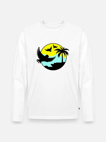 paradise birds 02 - Männer Premium Bio Langarmshirt - Weiß